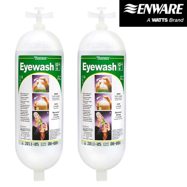 Safety Shower and Eye Wash Unit Replacement Bottles 2 x 1L Bottles piv